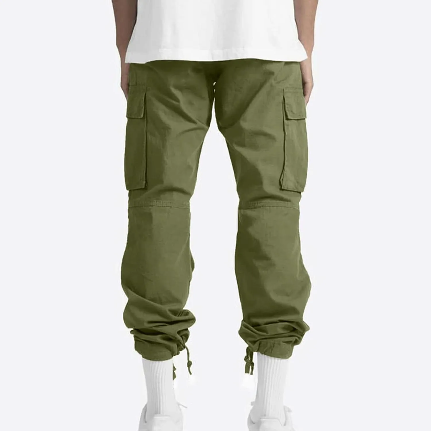 Cargo Pants for Men Baggy Elastic Waist Drawstring Pants with Multi Pockets Fashion Sweatpants 2024 Joggers Trousers