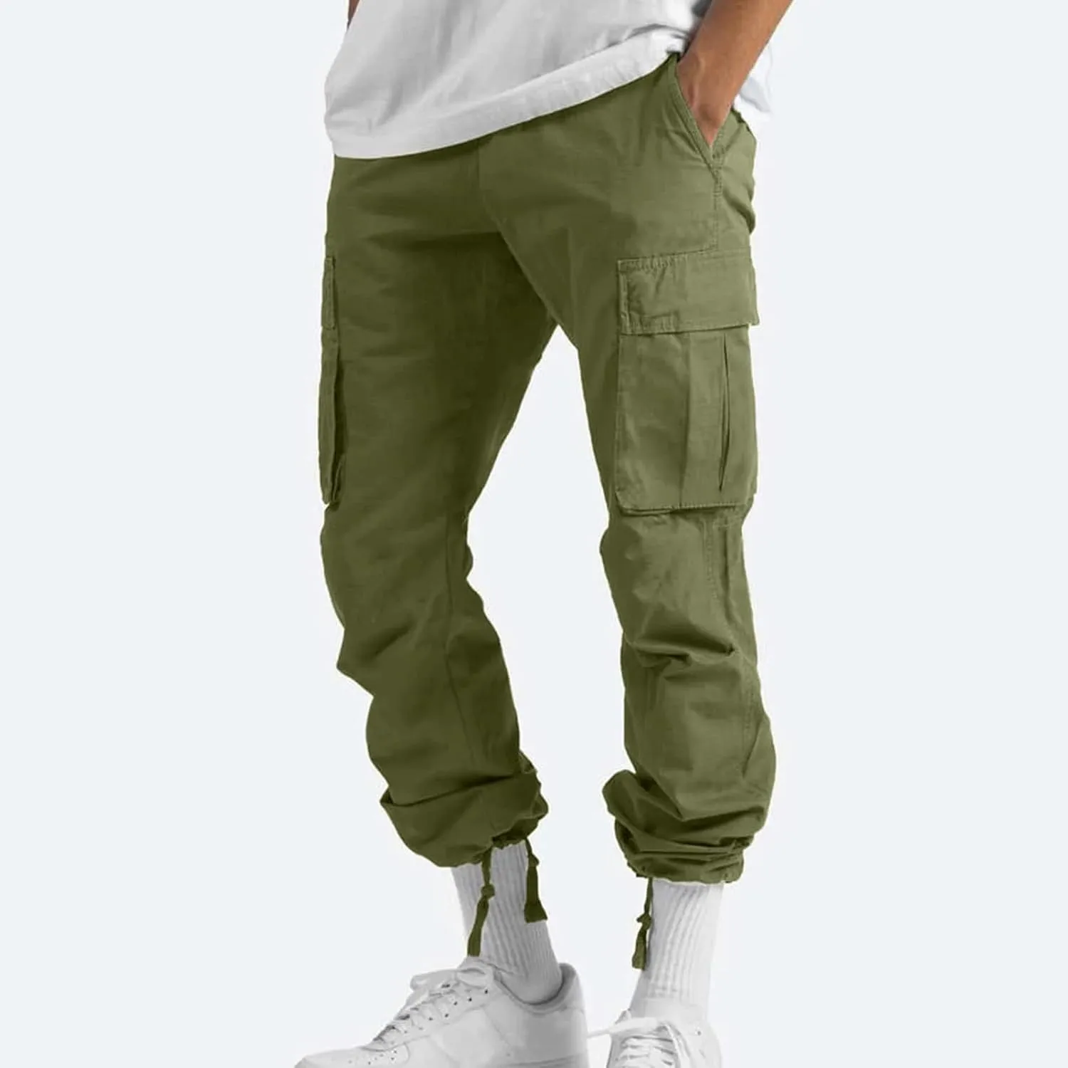 Cargo Pants for Men Baggy Elastic Waist Drawstring Pants with Multi Pockets Fashion Sweatpants 2024 Joggers Trousers