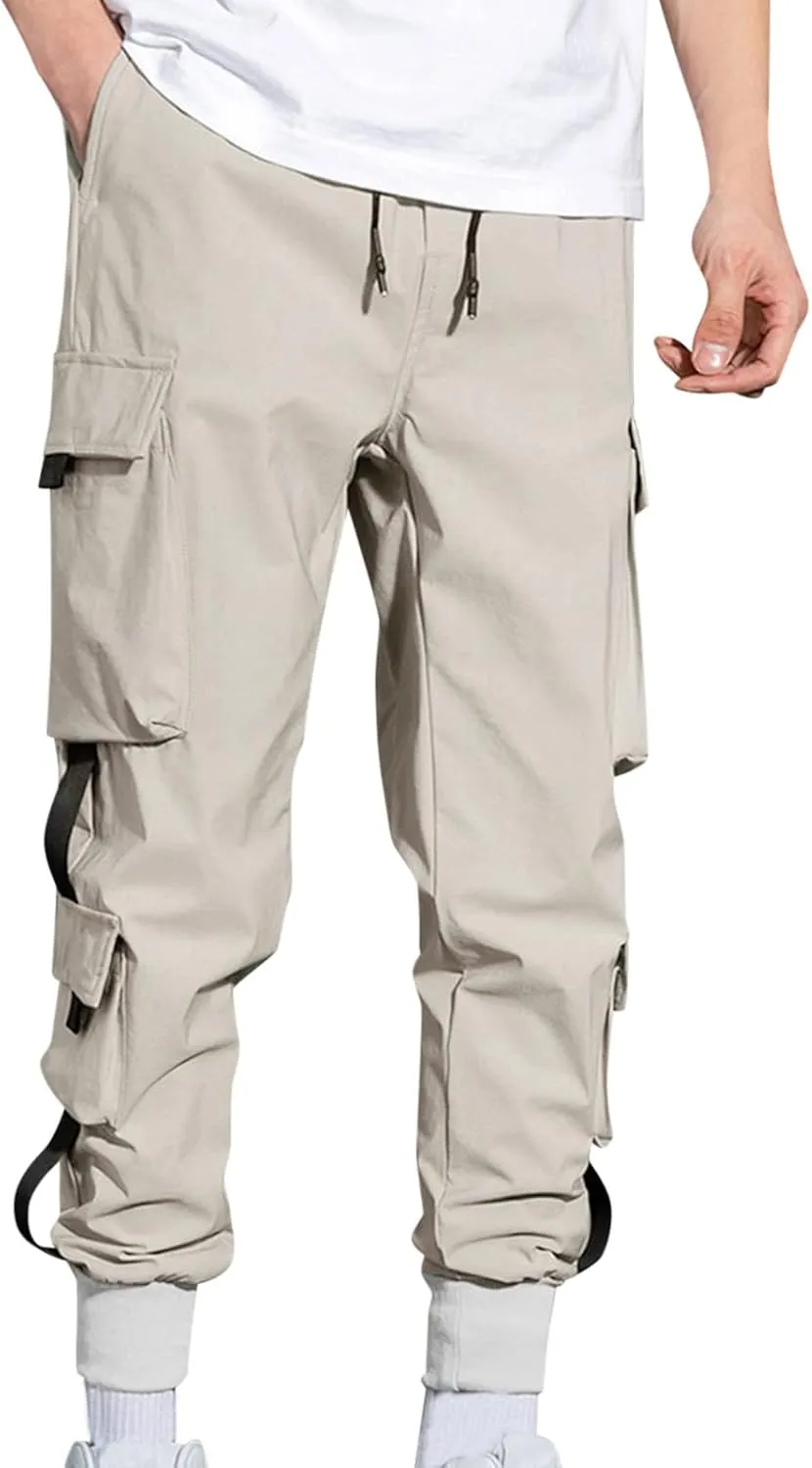 Cargo Pants for Men Big and Tall, 2023 Men's Heavyweight Cargo Fleece Sweatpants Stretch Elastic Waist Jogger Sports