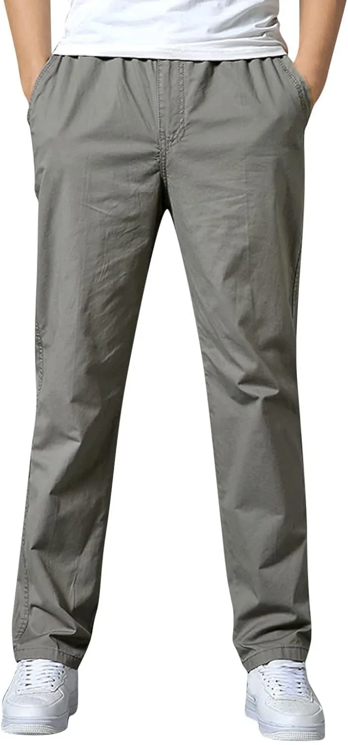 Cargo Pants for Men Big and Tall, for Men Casual Heavyweight Sweatpants Classic Fit Cargo Work Pants Wild Drawstring