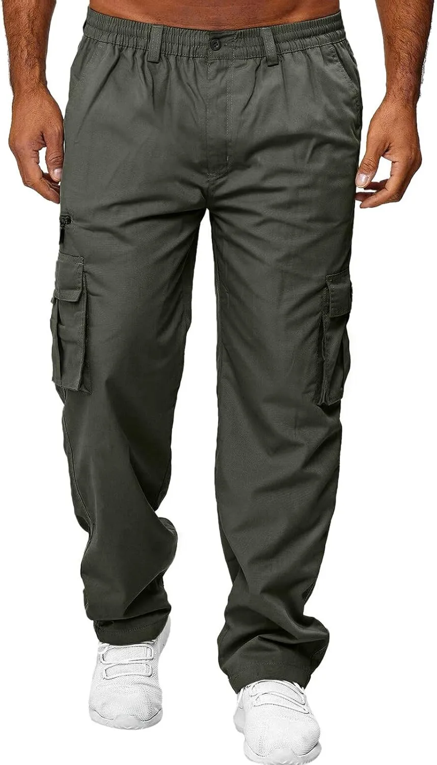 Cargo Pants for Men Big and Tall, for Men Elastic Waist Mens Sweatpants with Zipper Pockets Sweat Pants Men's Winter