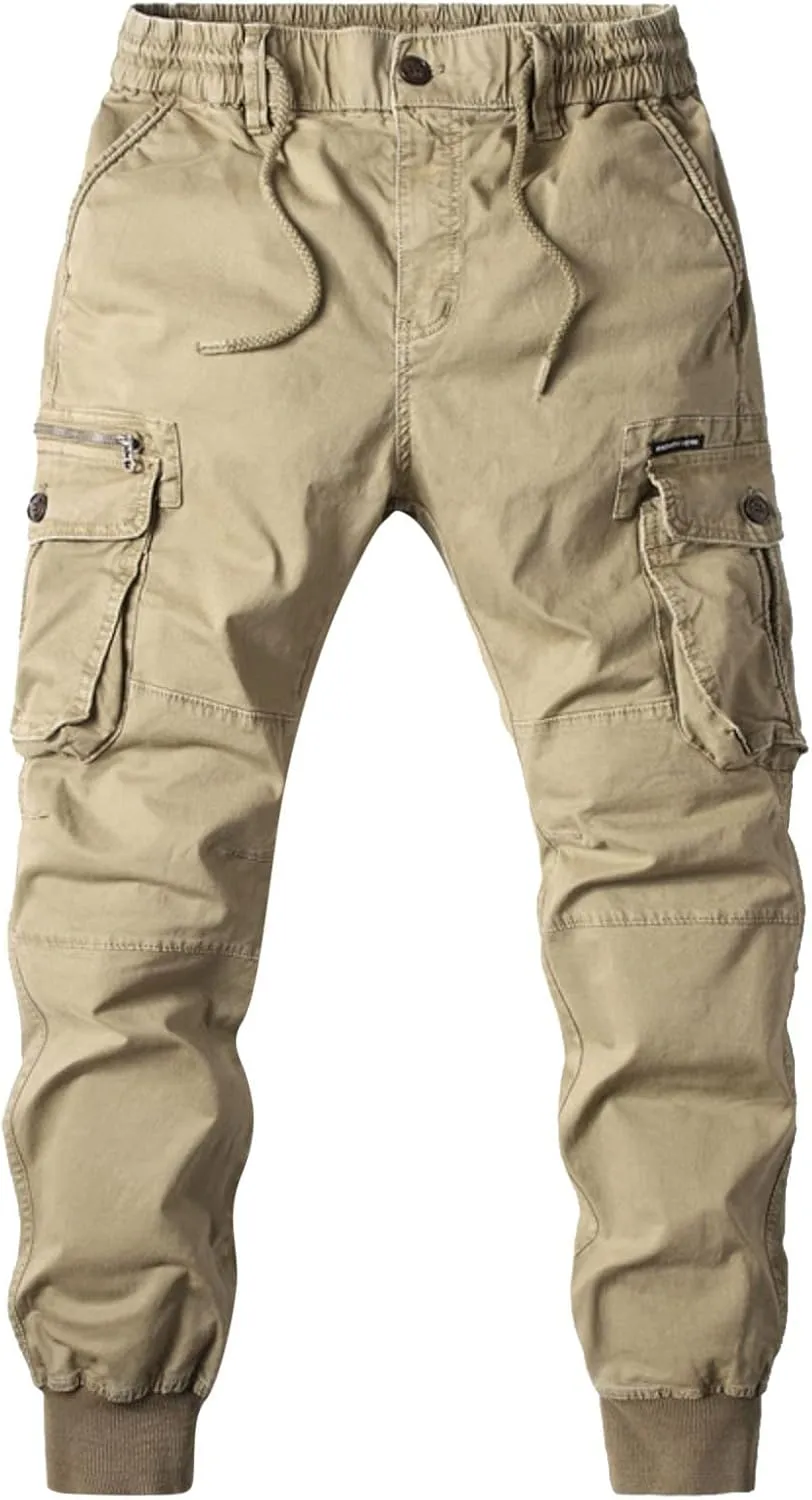 Cargo Pants for Men Big and Tall, Pants Men's Sweatpants with Pockets Solid Fleece Heavyweight Long Overalls Casual