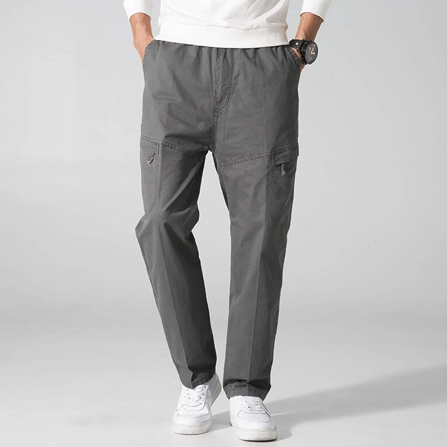 Cargo Pants for Men Big and Tall, Sweatpants Long Pants with Pockets Camping Pants Men Printed Overalls Casual Pocket