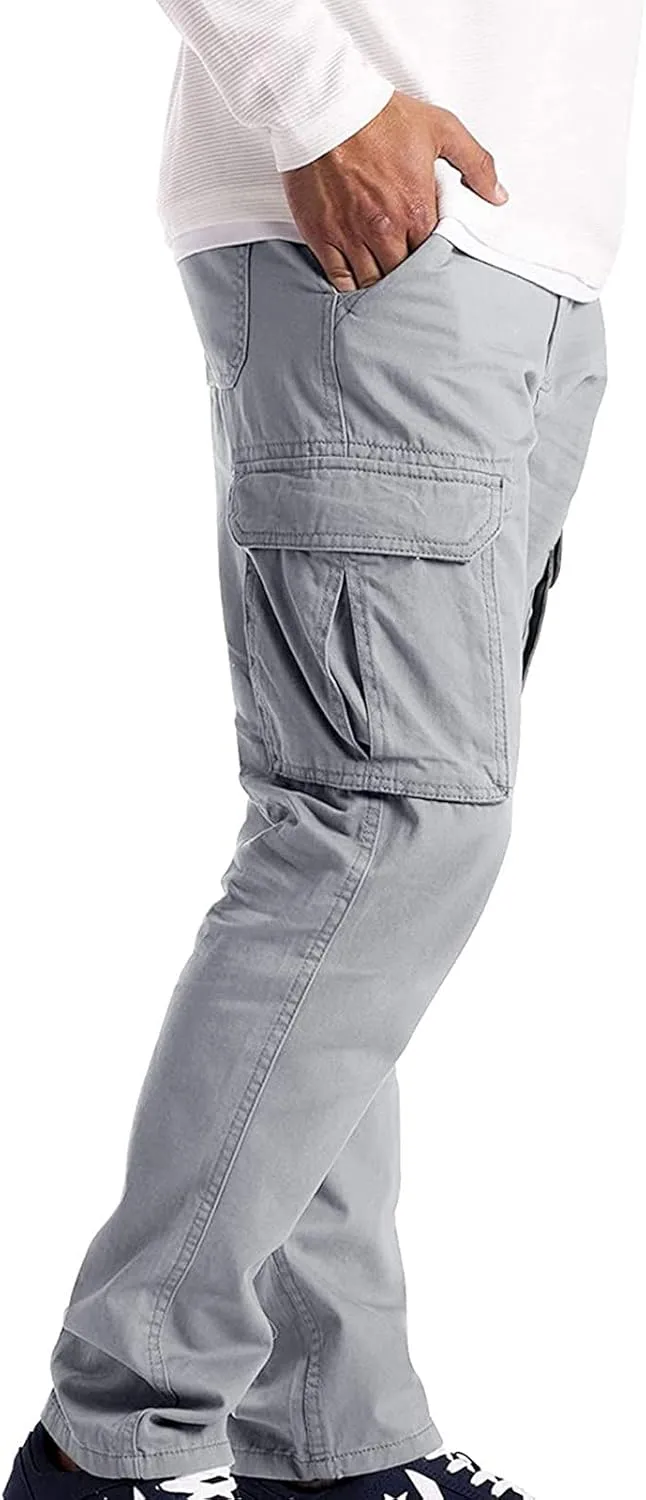 Cargo Pants for Men Big and Tall, Zipper Pockets Running Athletic Workout Pants Tapered Sweatpants for Men Golf Track