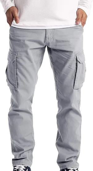 Cargo Pants for Men Big and Tall, Zipper Pockets Running Athletic Workout Pants Tapered Sweatpants for Men Golf Track
