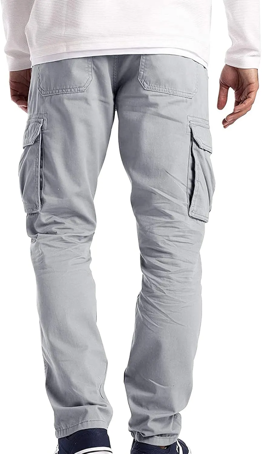 Cargo Pants for Men Big and Tall, Zipper Pockets Running Athletic Workout Pants Tapered Sweatpants for Men Golf Track