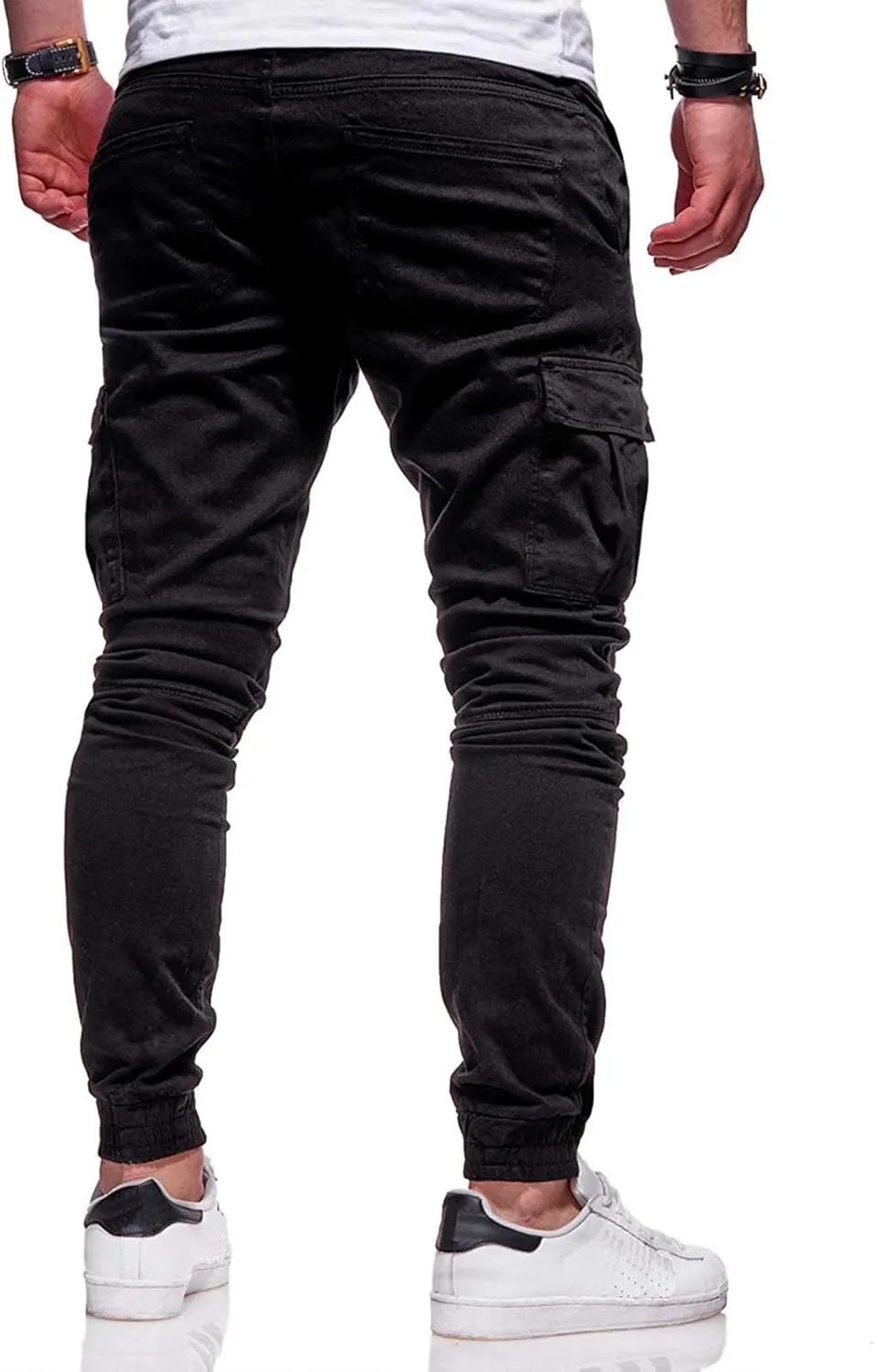 Cargo Pants for Men Drawstring Elastic Waist Casual Sweatpants Slim Fit Athletic Joggers Pants Outdoor Sports Trousers
