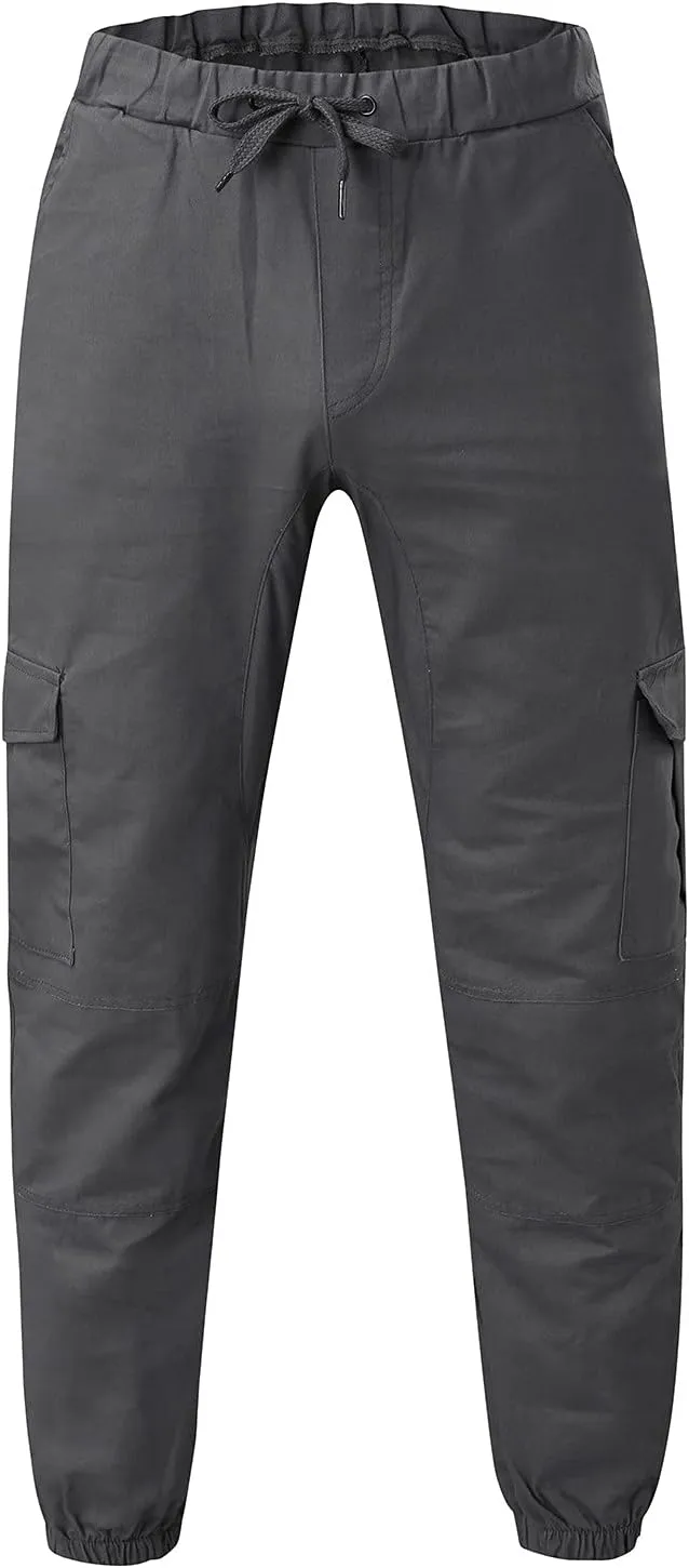 Cargo Pants for Men Relaxed Fit Multi-Pocket Cargo Pants Drawstring Sports Trousers Stretch Elastic Waist Gym Running