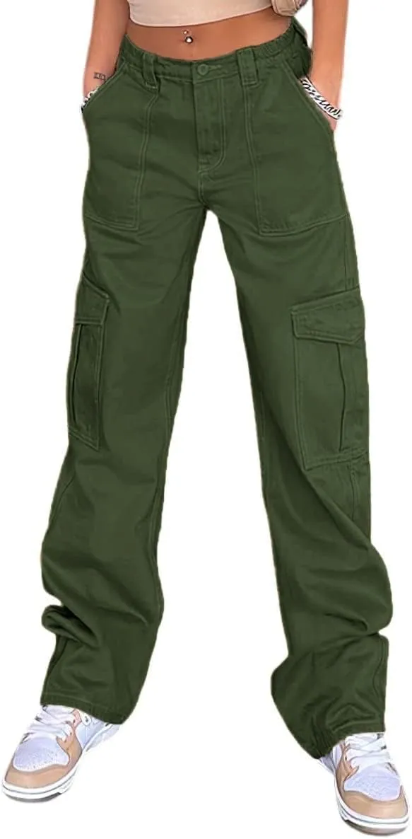 Cargo Pants Women High Waist, Baggy Cargo Jeans with Pocket Baggy Jogger Relaxed Y2K Pants Fashion Jeans