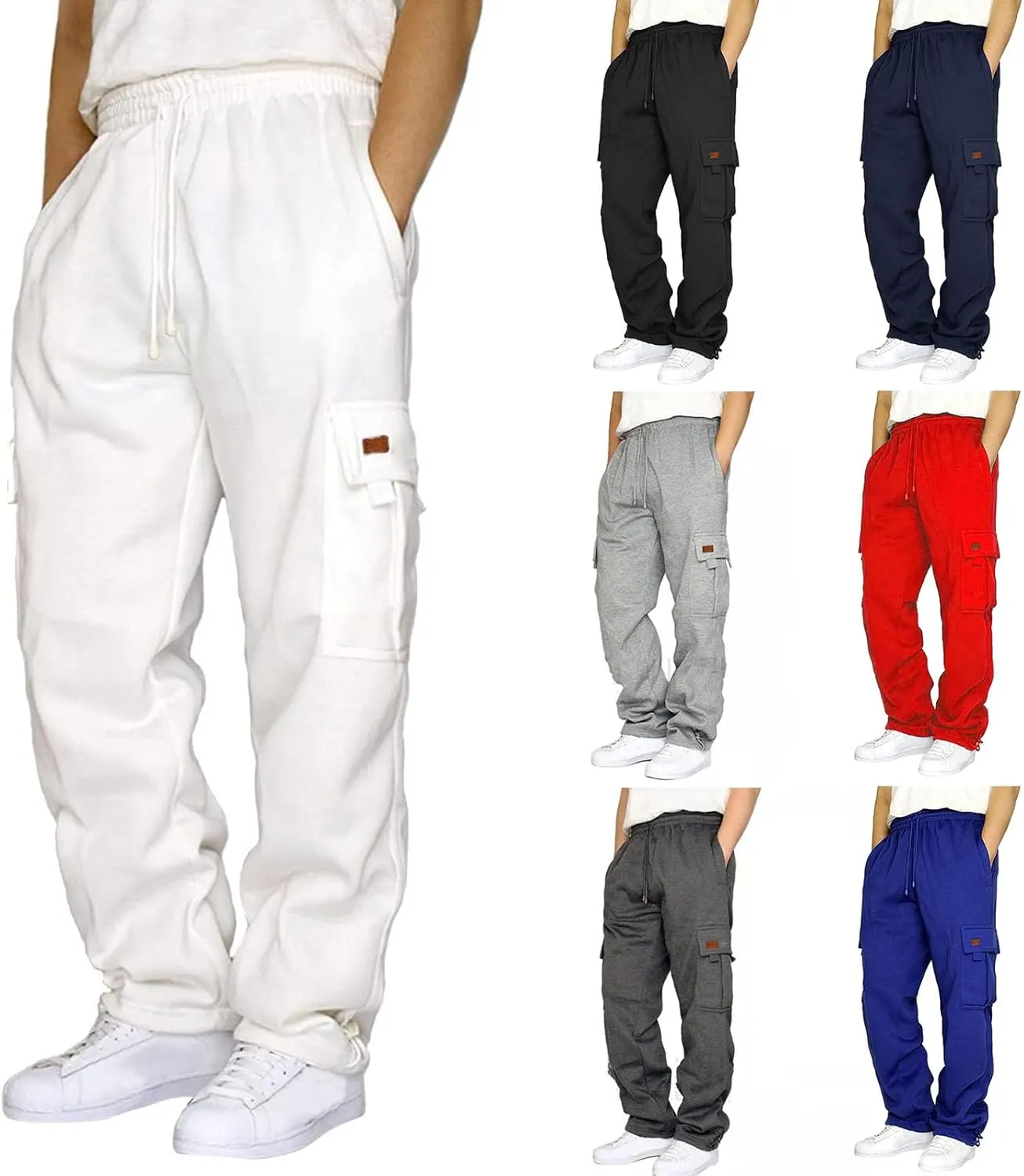 Cargo Sweatpant for Men Drawstring Elastic Waist Baggy Pants Athletic Joggers Track Sweatpant Outdoor Hiking Trousers