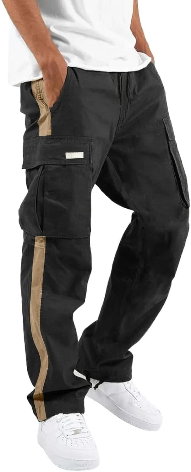 Cargo Sweatpants for Men Big and Tall Pants for Men Work Pants Men's Heavyweight Fleece Cargo Sweatpants Open Bottom