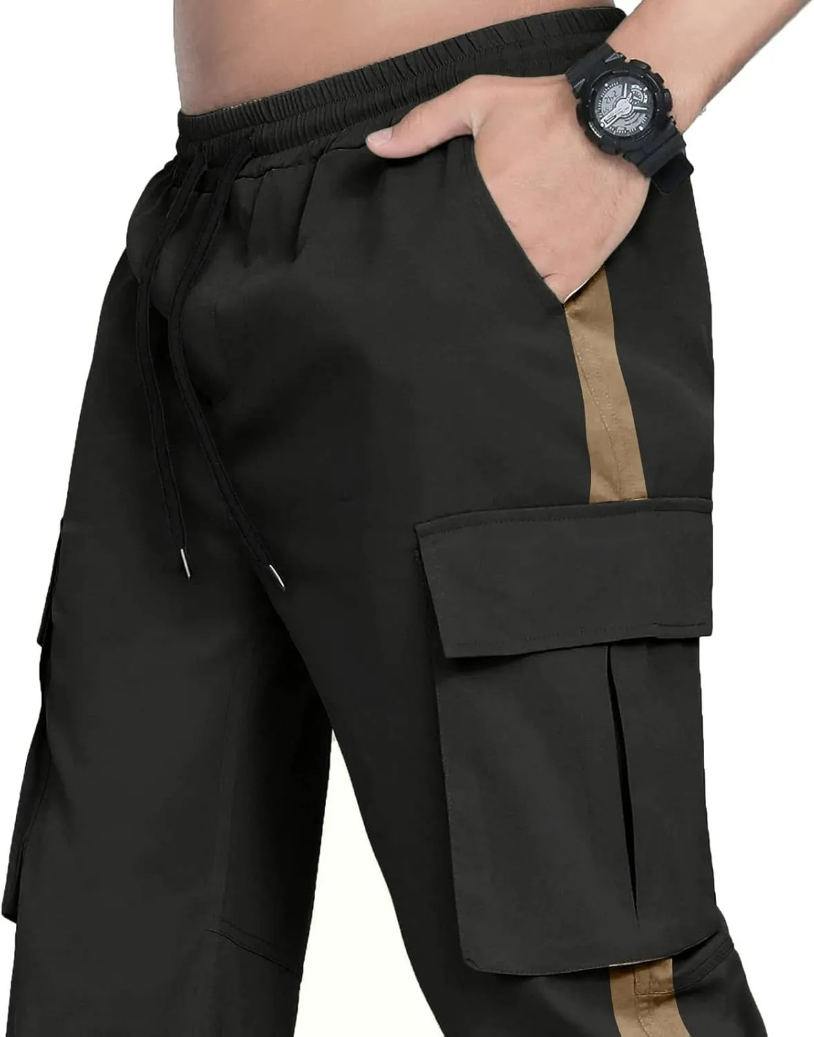 Cargo Sweatpants for Men Big and Tall Pants for Men Work Pants Men's Heavyweight Fleece Cargo Sweatpants Open Bottom