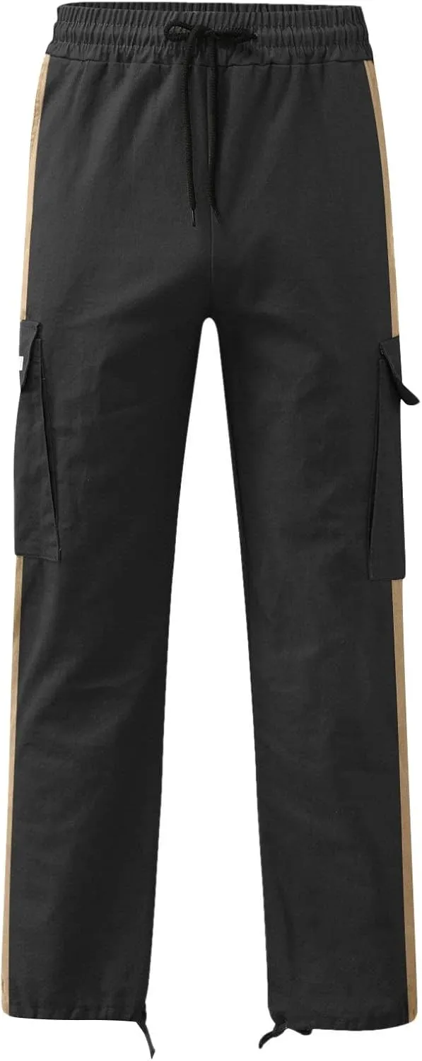 Cargo Sweatpants for Men Big and Tall Pants for Men Work Pants Men's Heavyweight Fleece Cargo Sweatpants Open Bottom