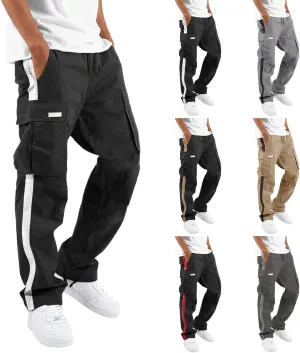 Cargo Sweatpants for Men Big and Tall Pants for Men Work Pants Men's Heavyweight Fleece Cargo Sweatpants Open Bottom