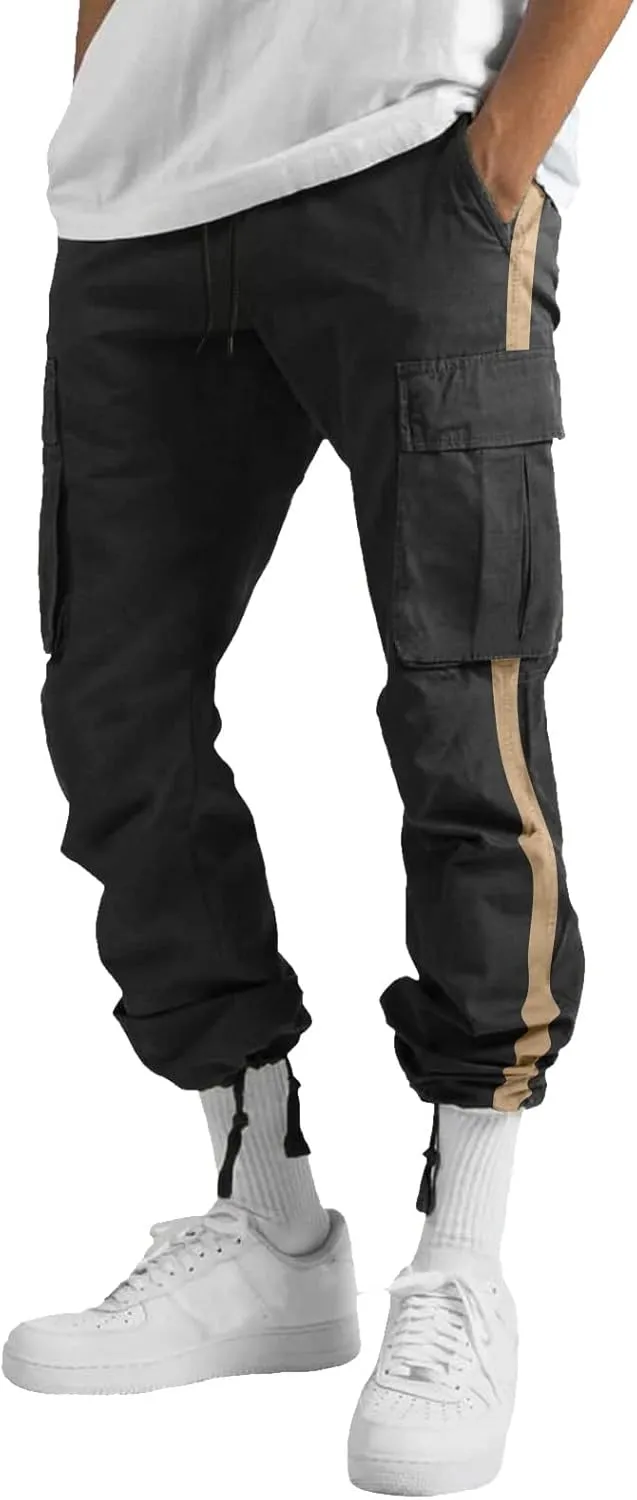 Cargo Sweatpants for Men Big and Tall Pants for Men Work Pants Men's Heavyweight Fleece Cargo Sweatpants Open Bottom