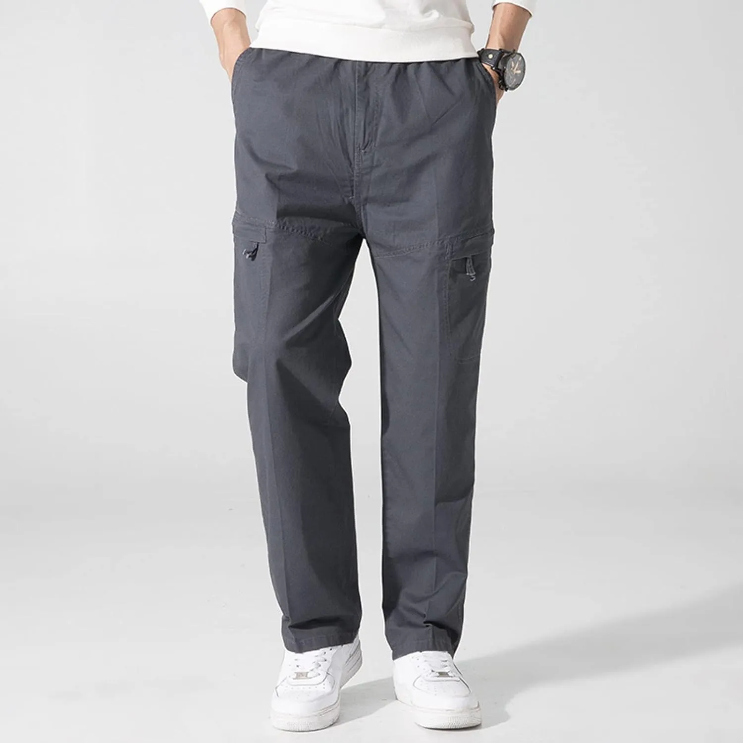 Cargo Sweatpants for Men Big and Tall Pockets Casual Streetwear Y2K Mens Cargo Pants Drawstring Hiking Pants Elastic