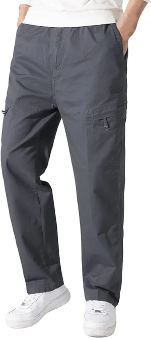 Cargo Sweatpants for Men Big and Tall Pockets Casual Streetwear Y2K Mens Cargo Pants Drawstring Hiking Pants Elastic