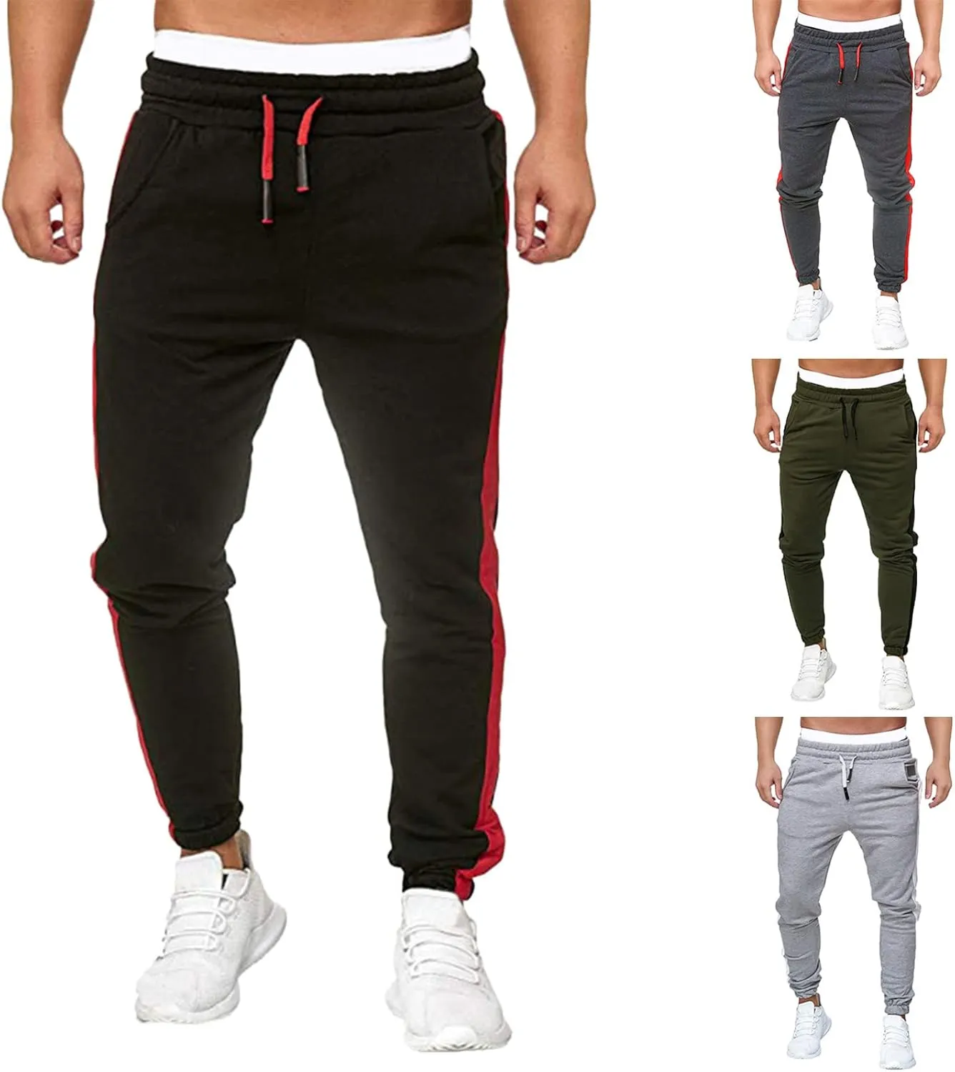 Cargo Sweatpants for Men Big and Tall Track Pants with Pockets Mens Cargo Sweatpants Heavyweight Fleece Jogger Pants