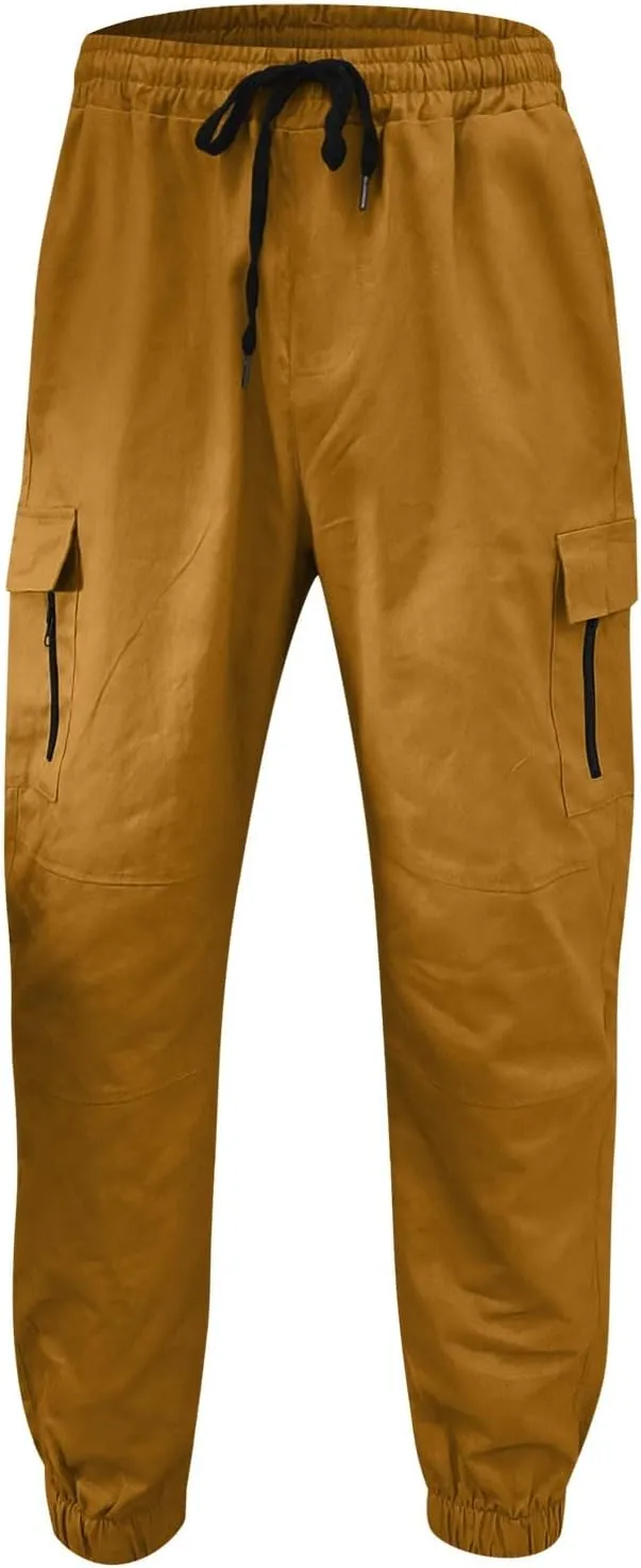 Cargo Sweatpants for Men Big and Tall with Pockets Men's Joggers Sweatpants Low Crotch Sweats Slim Fit Trousers Harem