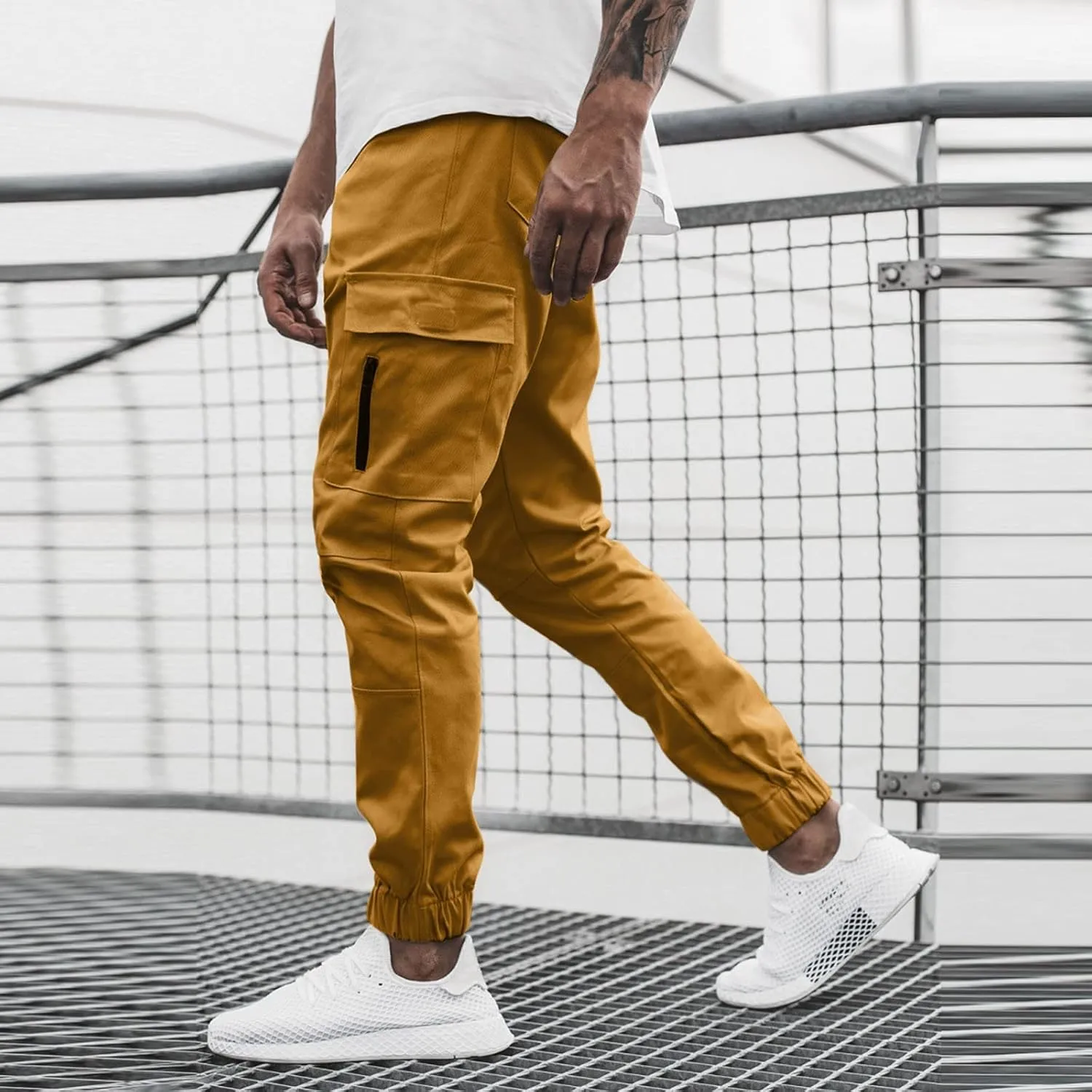 Cargo Sweatpants for Men Big and Tall with Pockets Men's Joggers Sweatpants Low Crotch Sweats Slim Fit Trousers Harem