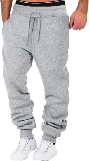 Cargo Trousers for Men Fitness Sports Trousers Drawstring Rope Loose Elastic Joggers Solid Casual Outdoor Long Pants