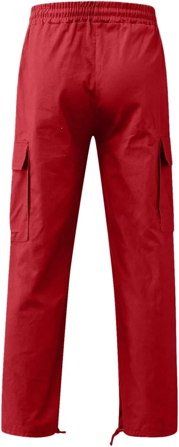 Cargo Trousers for Men Pocket Winter Sweat Pants Athletic Pants for Men Cargo Fleece Sweatpants with Pockets Cargo