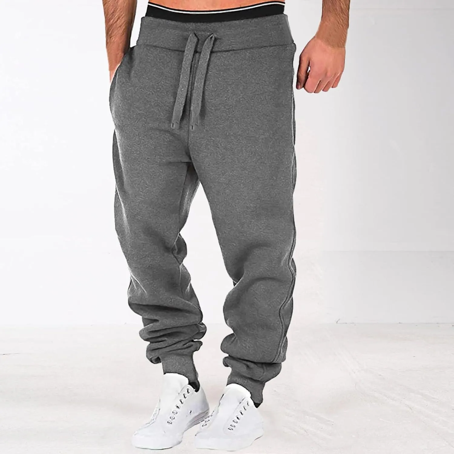 Cargo Trousers for Men Track Pants Gym Running Workout Sweatpants with Zipper Pockets Mens Sweatpants with Pockets