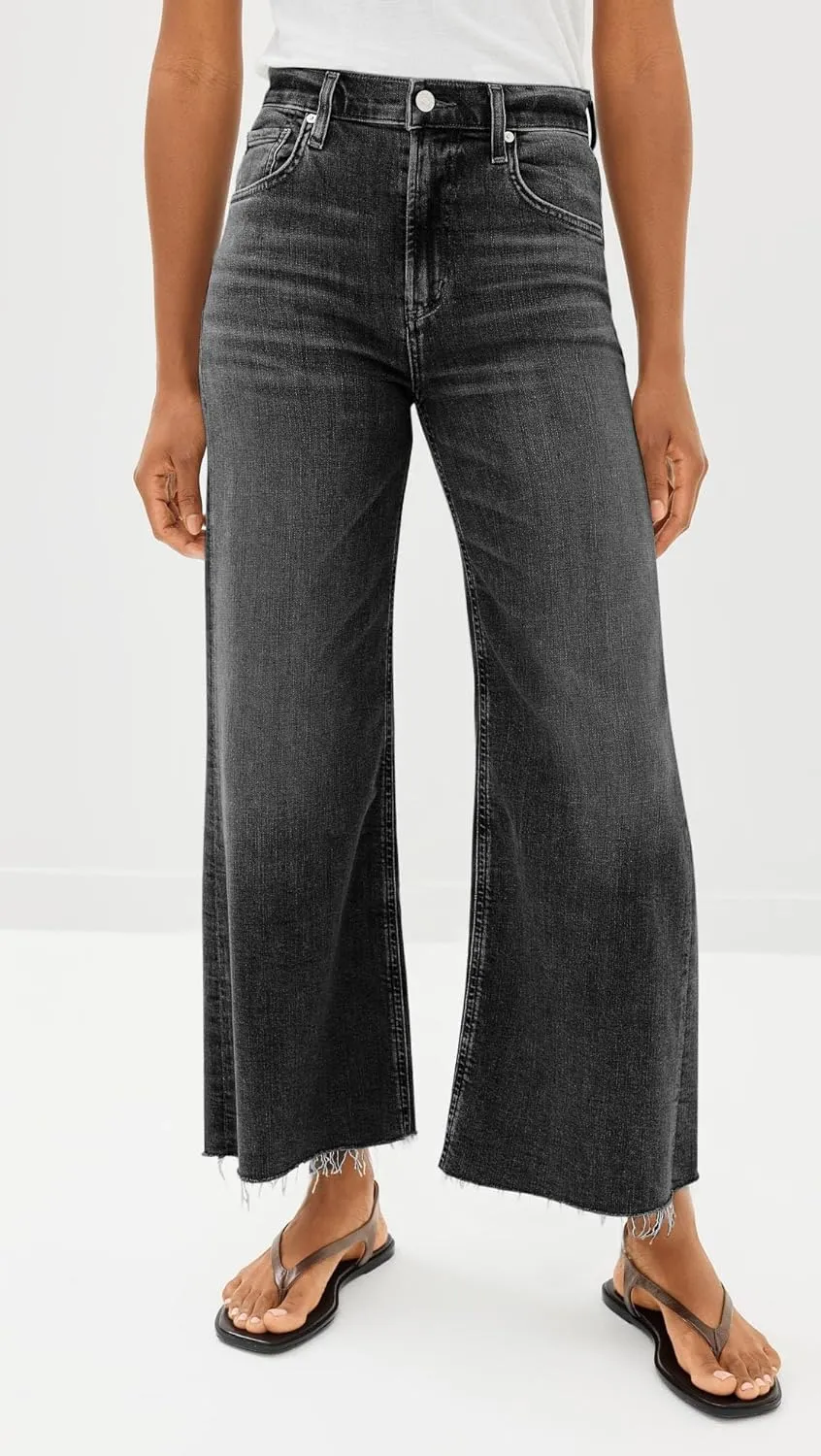 Cicy Bell Womens Cropped Wide Leg Jeans High Waisted Stretchy Flare Jeans Boyfriend Baggy Ankle Denim Pants with Pockets