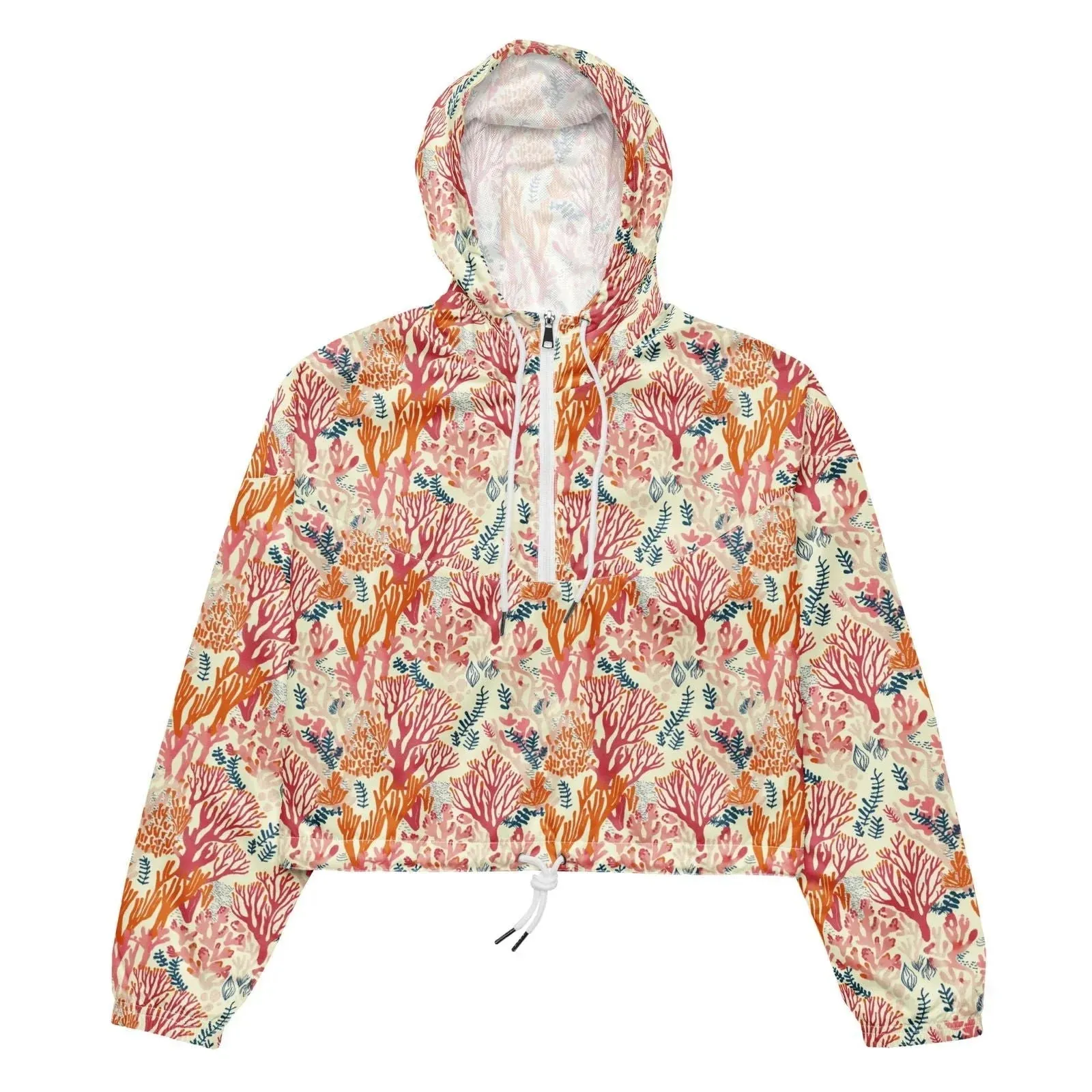 Coral Reef Womens Cropped Windbreaker