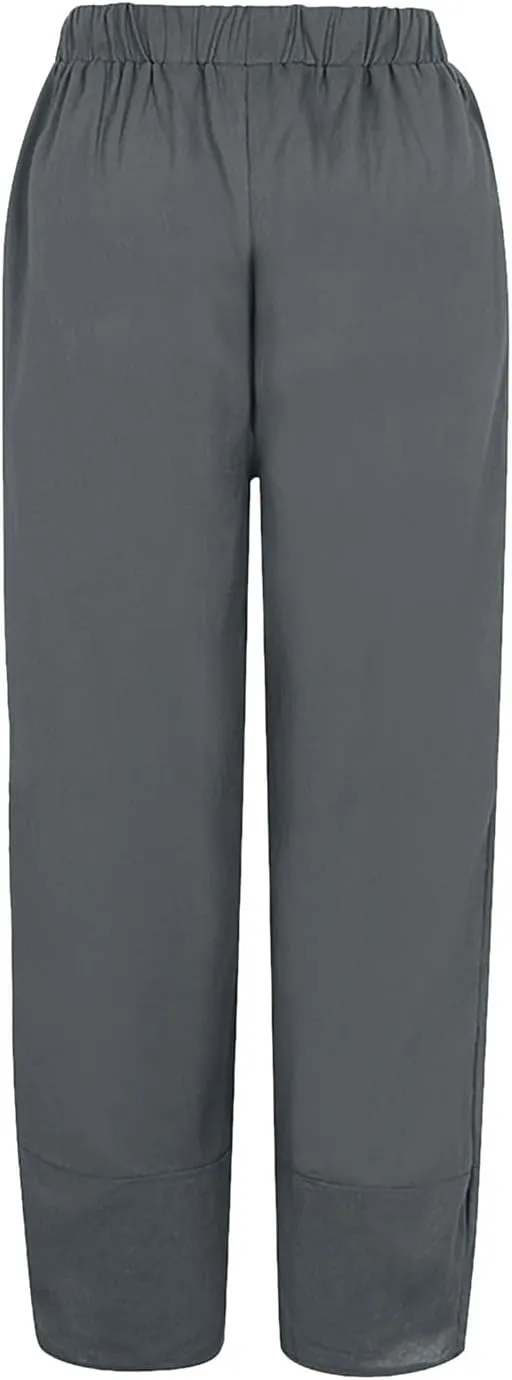 Cotton Capri Pants for Women Summer Baggy Linen Capri Pants High Waist Wide Leg Crop Pants Comfy Palazzo Trousers