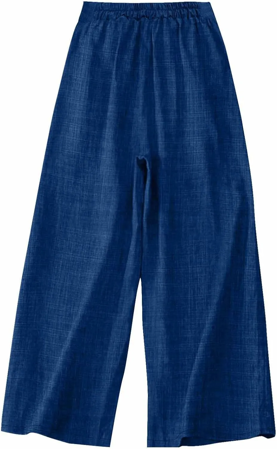 Cotton Linen Pant for Women Summer Casual Wide Leg High Waisted Trouser Drawstring Elastic Waist Pants with Pockets