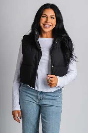 Crop puffer vest black