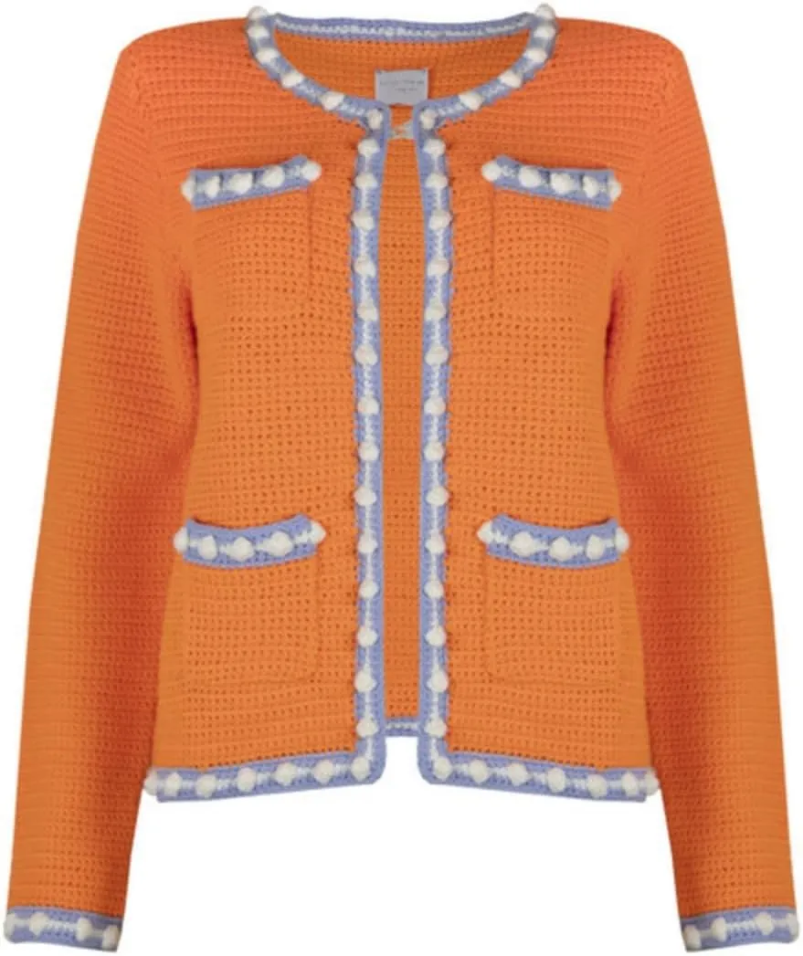 Cropped Cardigan for Women Open Front Jackie O Sweater Jacket Button Down Fall Chunky Knit Coats