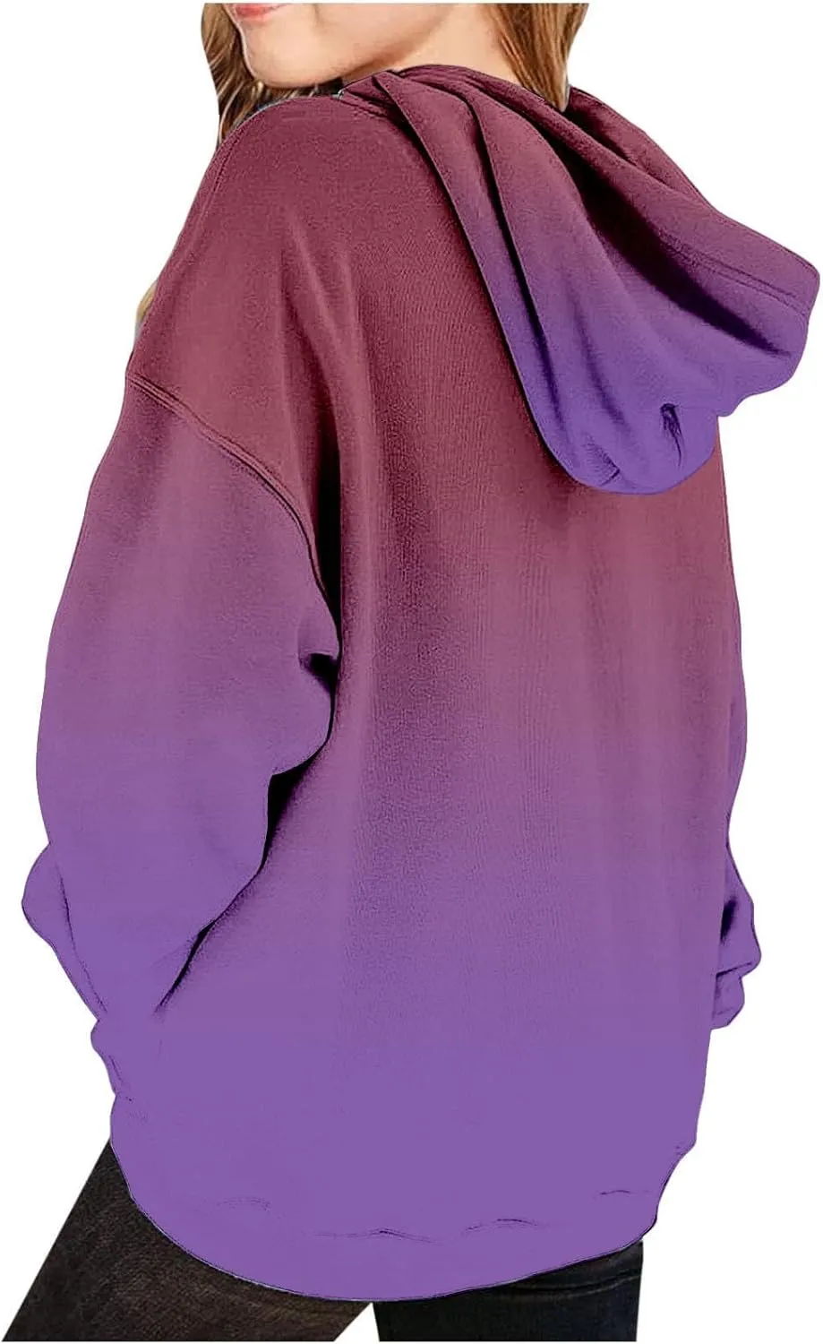 Cute Hoodies for Teen Girls Trendy Preppy Hooded Sweatshirts Oversized Long Sleeve Shirts Gradient Clothes for Girls