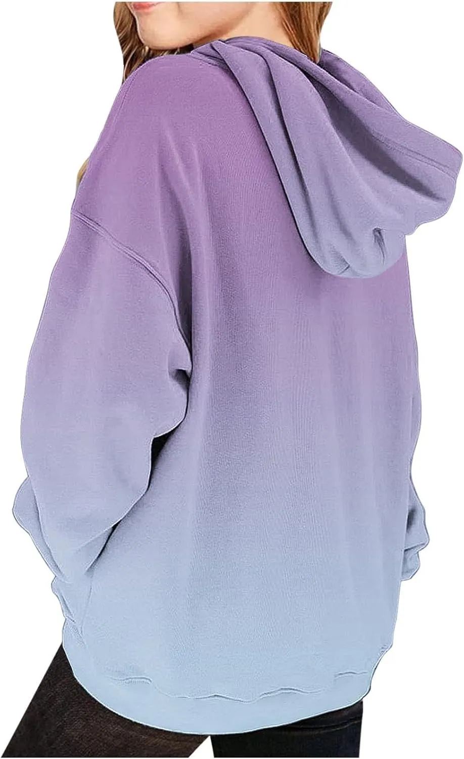 Cute Hoodies for Teen Girls Trendy Preppy Hooded Sweatshirts Oversized Long Sleeve Shirts Gradient Clothes for Girls