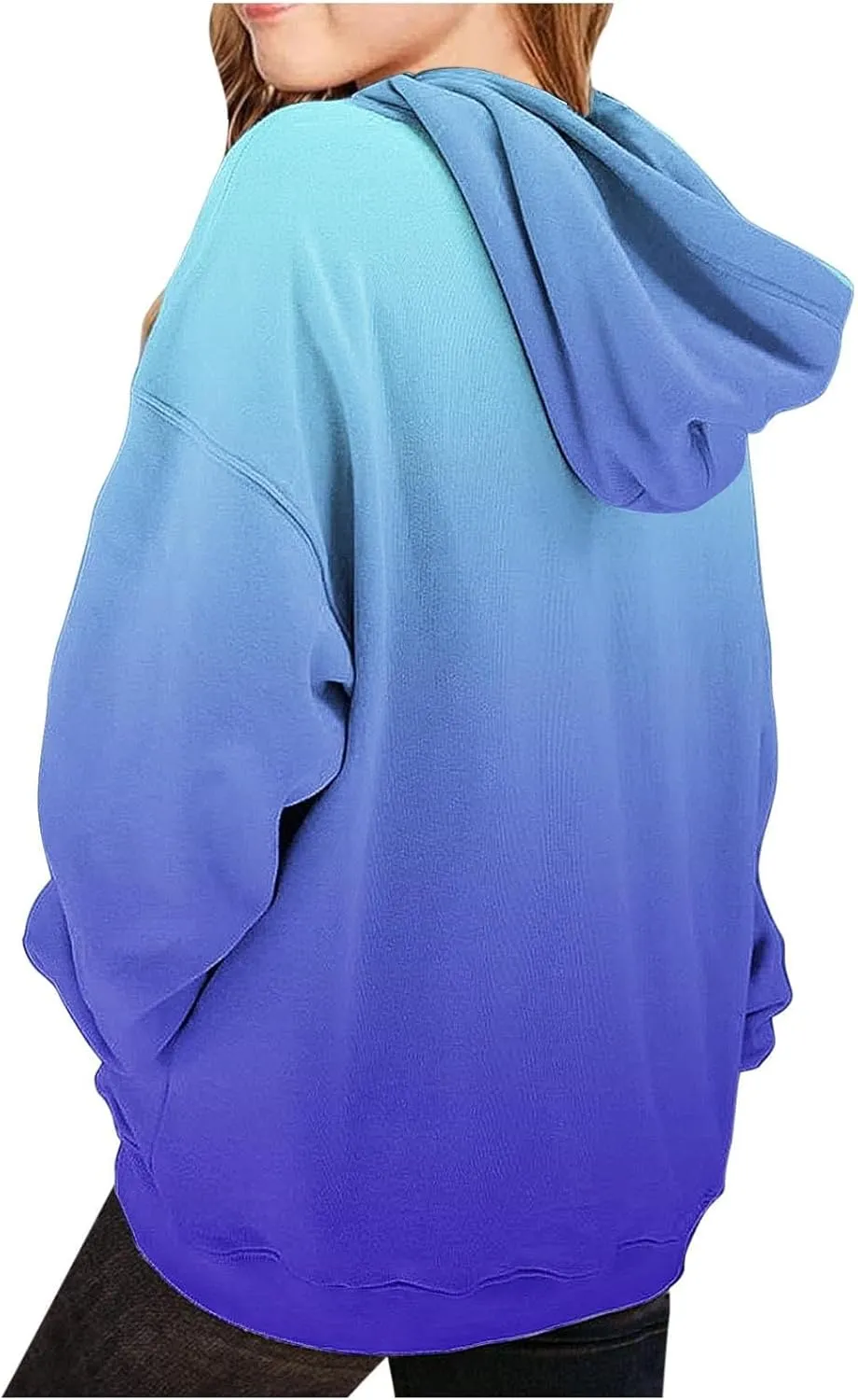 Cute Hoodies for Teen Girls Trendy Preppy Hooded Sweatshirts Oversized Long Sleeve Shirts Gradient Clothes for Girls