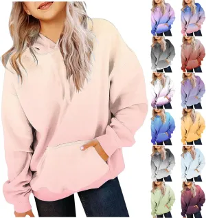 Cute Hoodies for Teen Girls Trendy Preppy Hooded Sweatshirts Oversized Long Sleeve Shirts Gradient Clothes for Girls