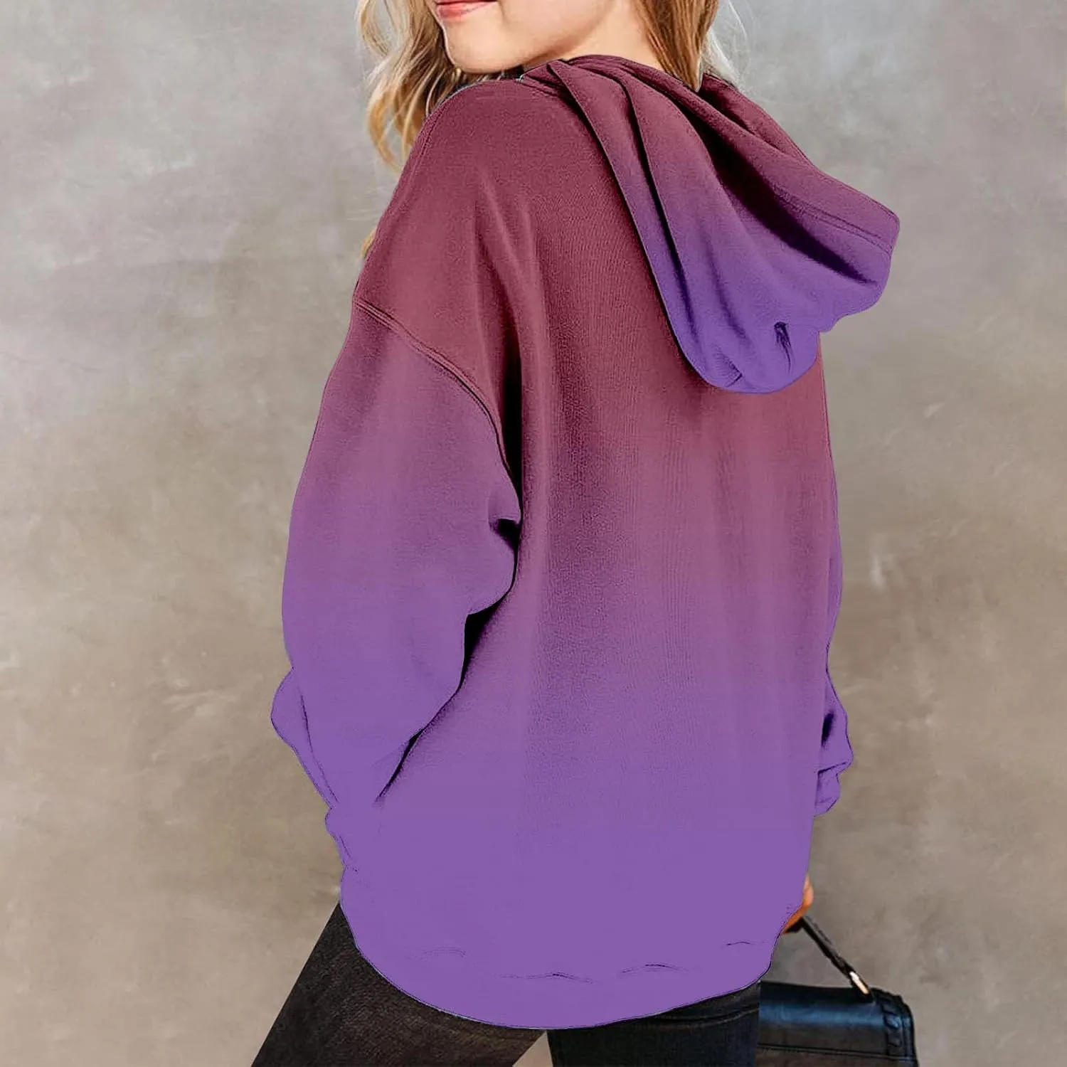 Cute Hoodies for Teen Girls Trendy Preppy Hooded Sweatshirts Oversized Long Sleeve Shirts Gradient Clothes for Girls