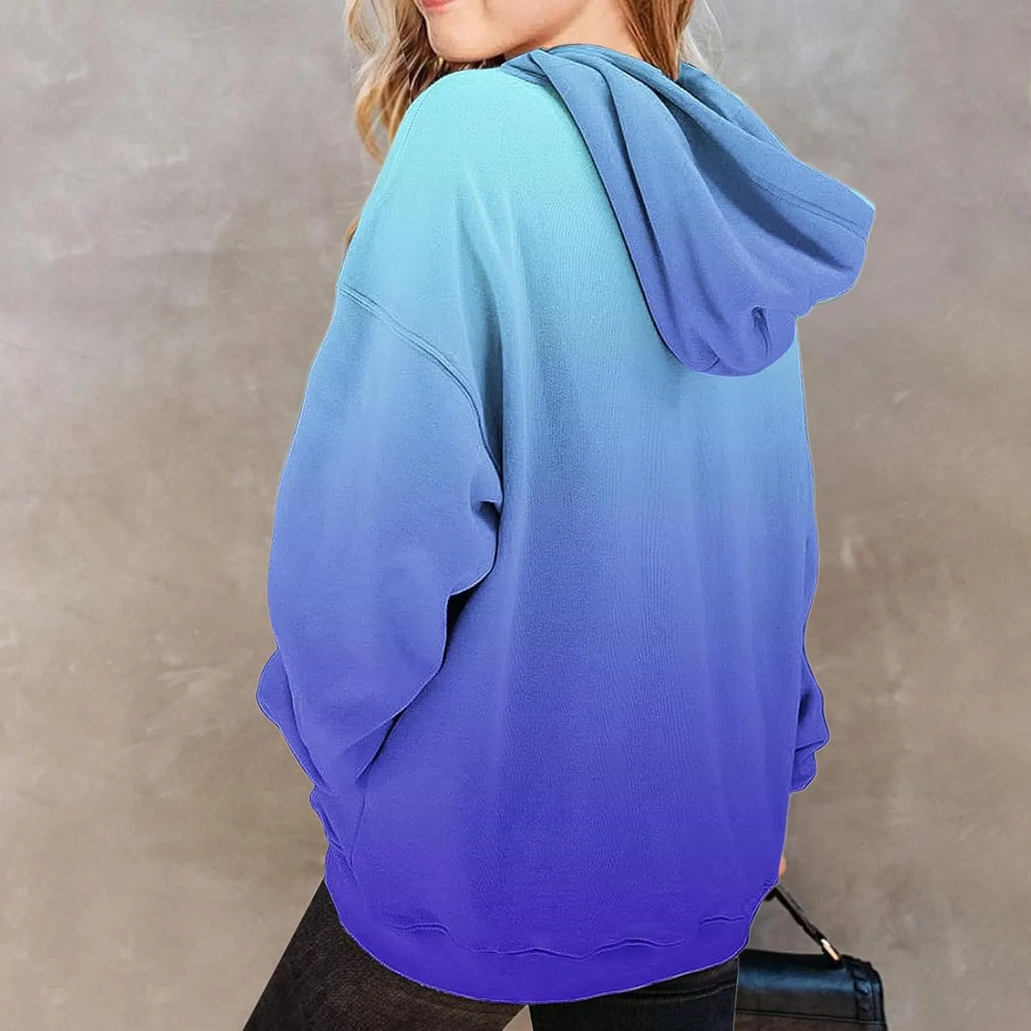 Cute Hoodies for Teen Girls Trendy Preppy Hooded Sweatshirts Oversized Long Sleeve Shirts Gradient Clothes for Girls