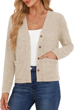CZYINXIAN Women's 2024 Cropped Cardigan Long Sleeve Summer Lightweight Cardigan Casual Thin Cropped Cardigans with Pockets