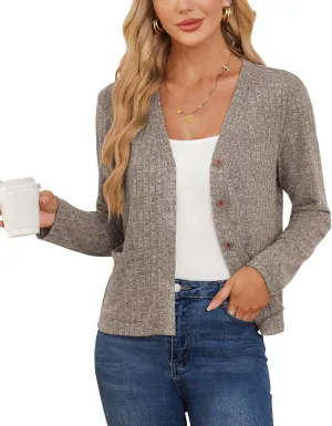 CZYINXIAN Women's 2024 Cropped Cardigan Long Sleeve Summer Lightweight Cardigan Casual Thin Cropped Cardigans with Pockets