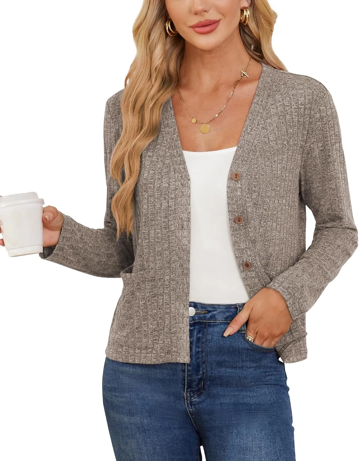CZYINXIAN Women's 2024 Cropped Cardigan Long Sleeve Summer Lightweight Cardigan Casual Thin Cropped Cardigans with Pockets