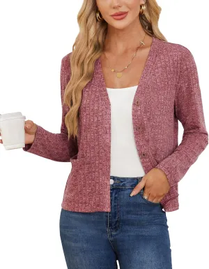 CZYINXIAN Women's 2024 Cropped Cardigan Long Sleeve Summer Lightweight Cardigan Casual Thin Cropped Cardigans with Pockets