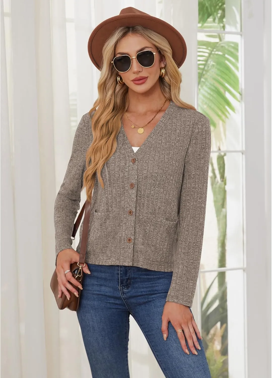 CZYINXIAN Women's 2024 Cropped Cardigan Long Sleeve Summer Lightweight Cardigan Casual Thin Cropped Cardigans with Pockets