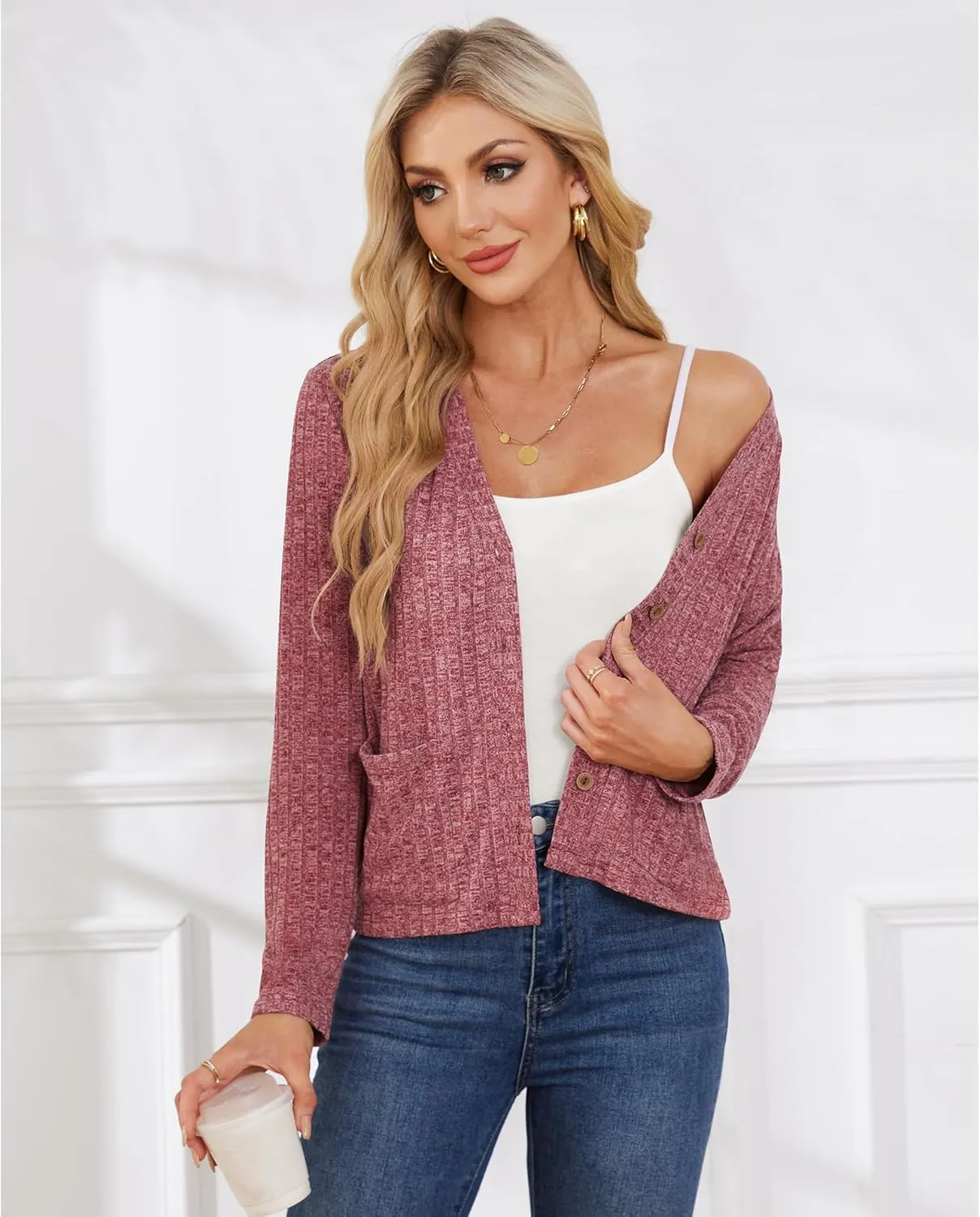 CZYINXIAN Women's 2024 Cropped Cardigan Long Sleeve Summer Lightweight Cardigan Casual Thin Cropped Cardigans with Pockets