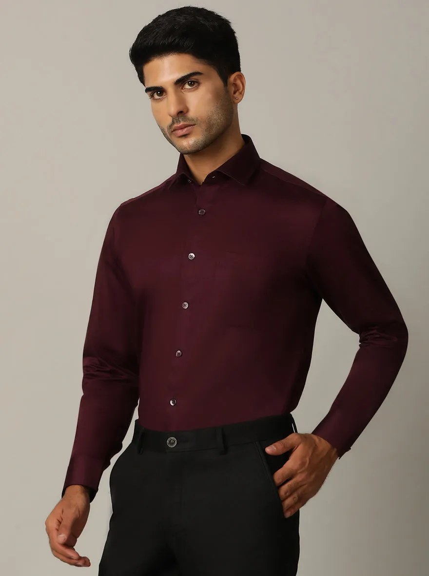 Dark Purple Solid Slim Fit Formal Shirt | Metal