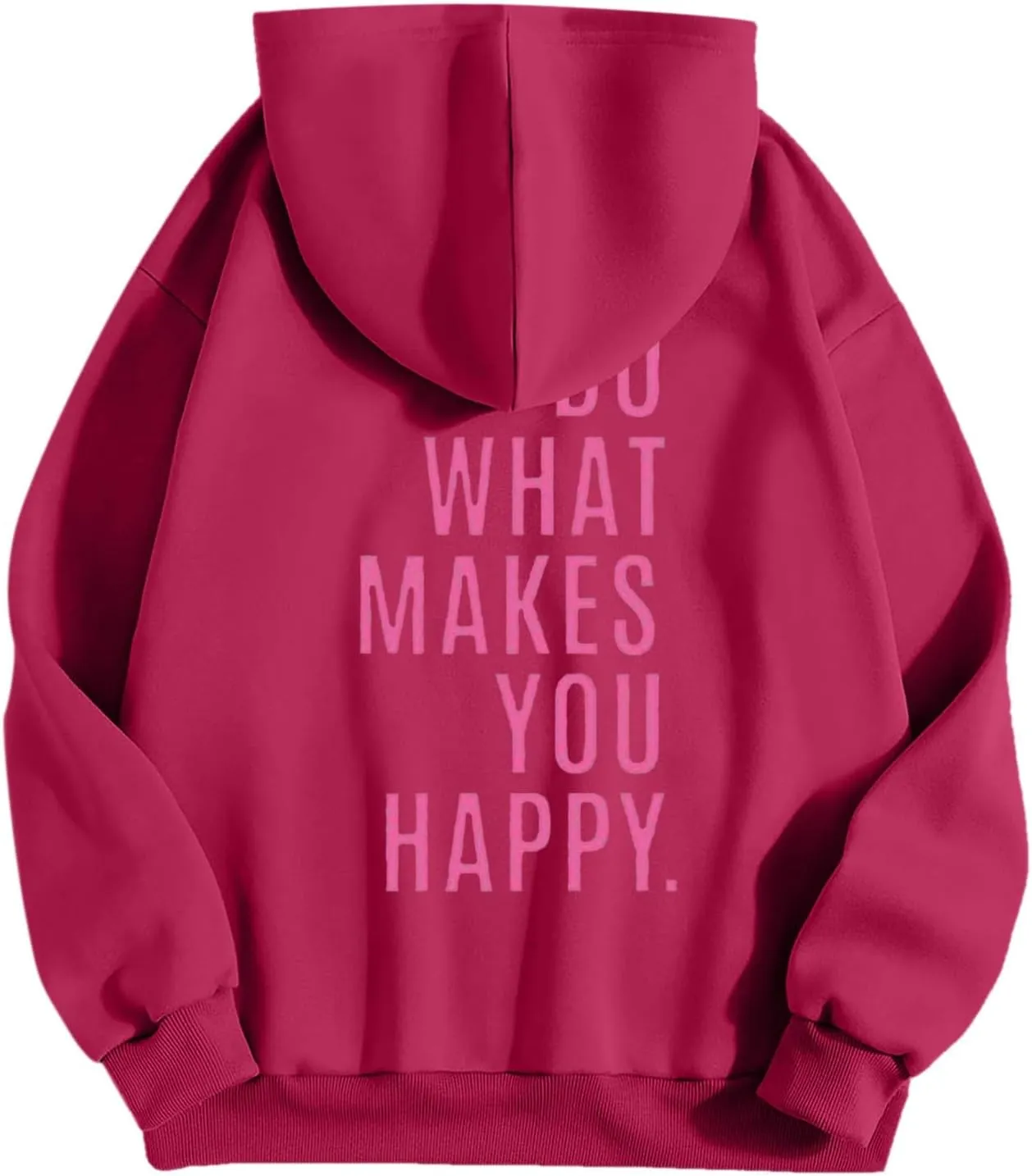 Do What Makes You Happy Print Sweatshirts Womens Oversized Hoodies Long Sleeve Pullover Tops Drawstring Pocket Outfits