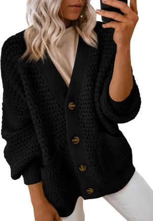 Dokotoo Women's 2025 Fashion Casual Open Front Long Sleeve Chunky Knit Cardigans Sweaters Outerwear Coats