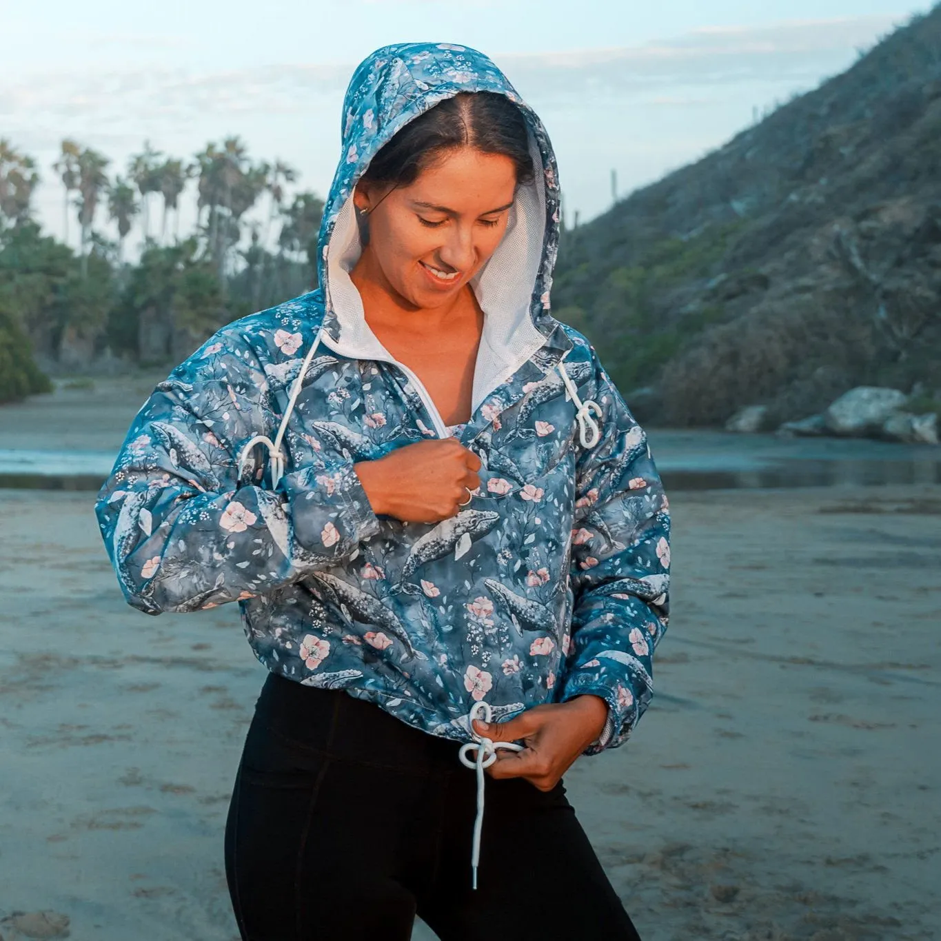 Dusky Gray Whale Womens Cropped Windbreaker