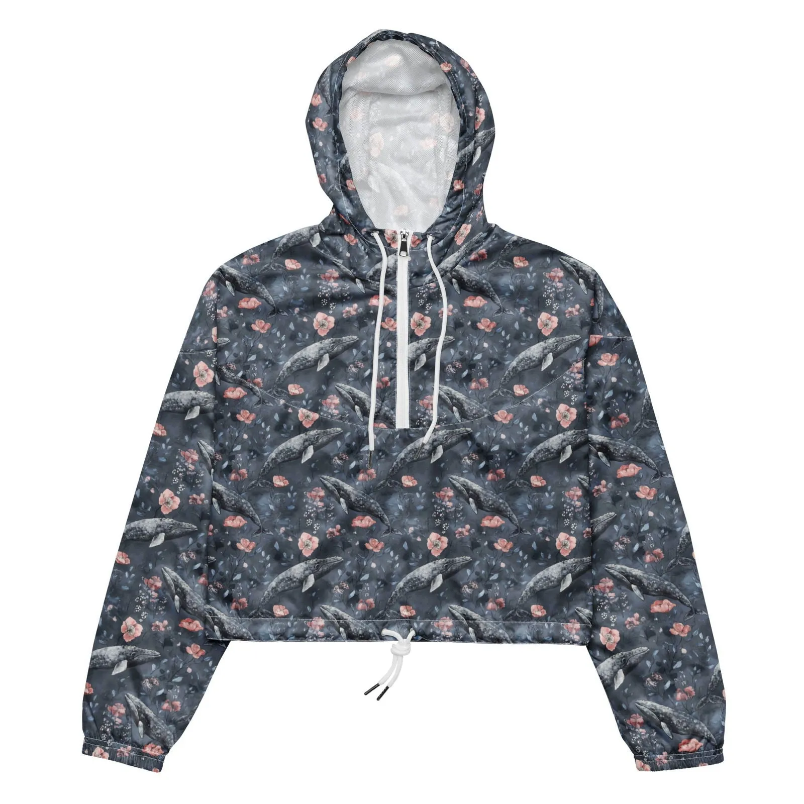 Dusky Gray Whale Womens Cropped Windbreaker